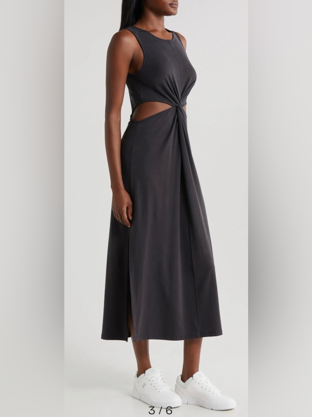 Beyond Yoga Black Twist-Knot Cutout Midi Dress M - Picture 9 of 15